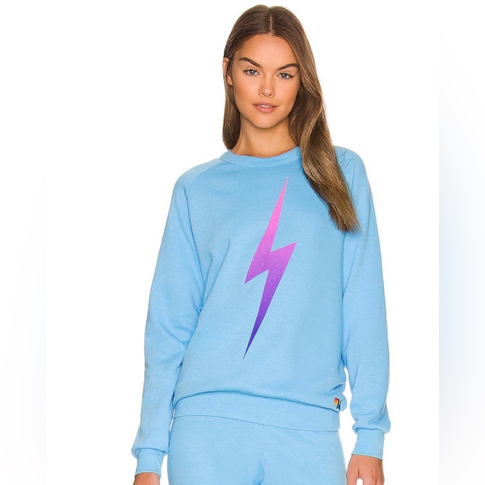 Aviator Nation Bolt Crew Sweatshirt Sky M